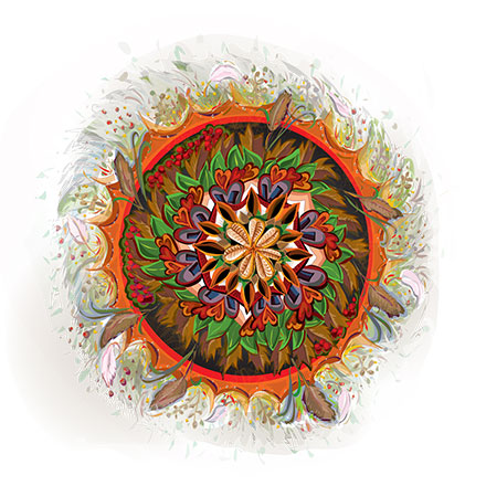 multi-colored burst on white background