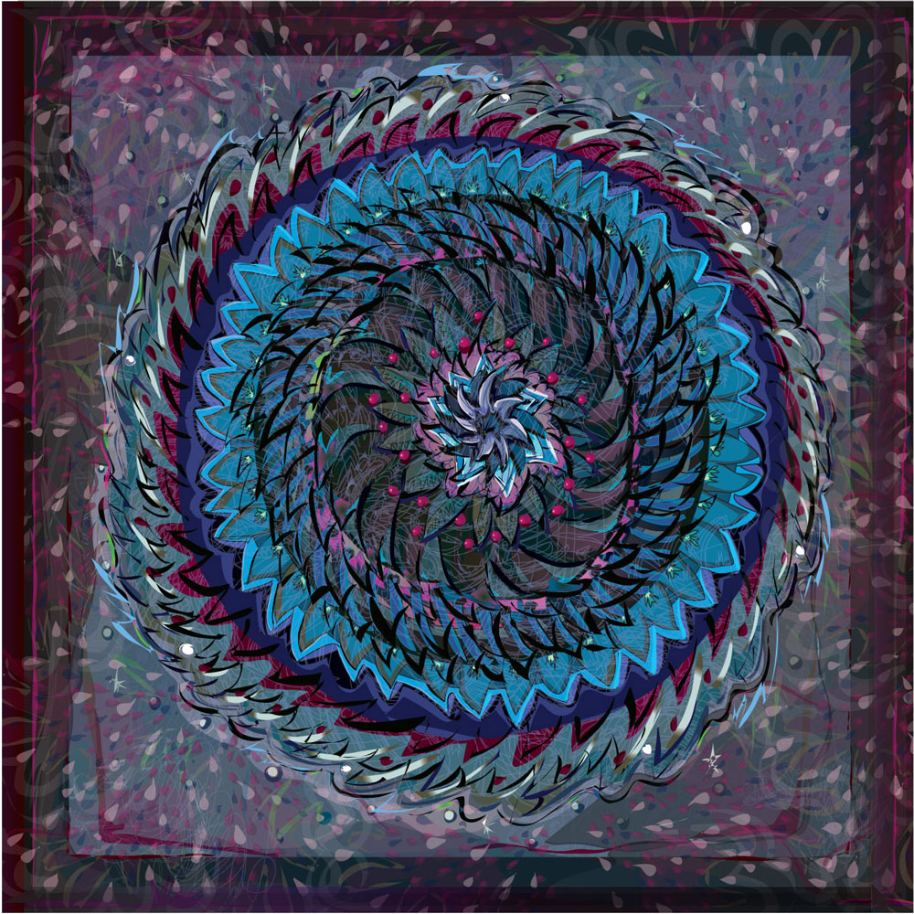 blue and grey mandala